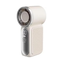 Fs-24 Dijital Ekranlı Taşınabilir Mini Turbo Fan 6 Kademeli Yüksek Hızlı El Vantilatörü, 3000mah Şarj Edilebilir Batarya, Lcd Göstergeli Ultra Hafif Cep Fanı Beyaz, Fs-24