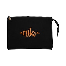 Nile Logo Color Siyah Clutch Astarlı Cüzdan / El Çantası