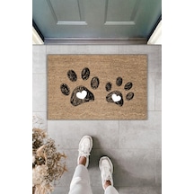 Rugmood Modern Dijital Baskı Paspas - Çift Büyük Pati - Kapı Önü Paspası 70x45cm Kahverengi