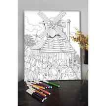 Değirmen 40x30cm Çocuklar Için Özel Boyanabilir Tablo Mandala Tablo Kalem Hediyesi Yoktur.