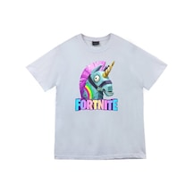 Stoned&Fame Unisex Beyaz Fortnite Baskılı Kısa Kol T-shirt Beyaz