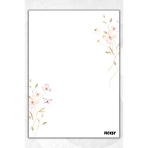 A5 Çiçek Bloknot Çizgisiz Defter - 50 Yaprak - Memopad - Notepad - Not Defteri - Not Kağıdı Çok Renkli Çok Renkli
