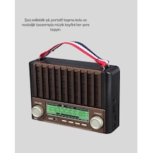 Mey İthalat Nostaljik Tasarımlı Solar Şarjlı Radyo Am Fm Sw Ve Bluetooth