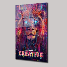 Thınk Creatıve Aslan Illustratıon Art - Cam Tablo - Deg0250