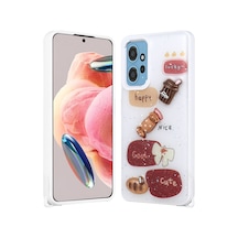 Zore Redmi Note 12 4g Kılıf Parlayan Sıvılı Simli Kabartma Figürlü Nvth Cevze Kapak-beyaz