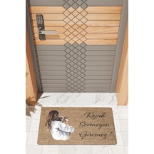 Rugmood Modern Dijtal Baskı Köpek Sevmeyen Giremez Kapı Önü Paspası Çok Renkli