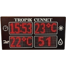 Sanec Dijital Havuz Bilgilendirme Tabelası - Saat Derece Nem Ve Havuz Sıcaklık Göstergesi 92x47 Cm