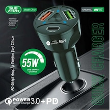 Subzero Cr10 55w 3.0a Pd+çift Çıkışlı Araç Şarj Başlığı Siyah
