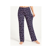 Fit Women Kadın Premium Desenli Rahat Kesim Mor Pijama Altı 4772