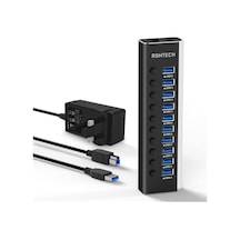 Powered Usb 3.0 Hub Alüminyum 10 Portlu Usb 3.0 Veri Hub, 12v/3a 36w Güç Adaptörü Ve Bireysel