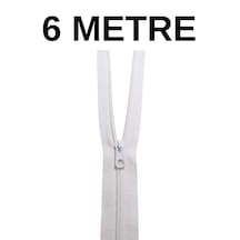 Beyaz Metrelik Fermuar 6 Metre + 6 Fermuar Başlığı 01 Beyaz