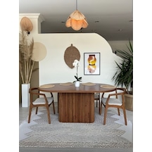 Luna Oval Ceviz Ahşap Bohem Masa 80x150 Ceviz