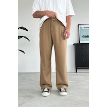 Taba Pile Detay 01 Baggy Kumaş Pantolon Taba