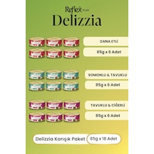 Reflex Plus Delizzia / Sos İçinde Parça Etli Karışık Yetişkin Kedi Maması 85g X 18 Adet