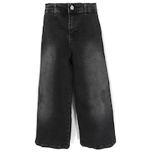 Dobakids Bol Paça Wide Leg Kısa Paça Kız Çocuk Jean Kot Pantolon 2006 Siyah
