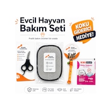 3 Lü Evcil Hayvan Bakım Seti Tüy Toplama Eldiveni, Kedi Tasması Ve Tırnak Makası + Kıkı Koku Giderici Hediye