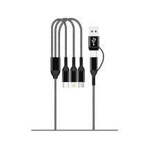 Hepu Hp-13 3in1 Çoklu Hızlı Şarj Kablosu Lightning Type-c & Micro Usb Çıkışlı Örgülü Kumaş Kablo Ev Araç Ve Ofis Uyumlu 1.2 Metre