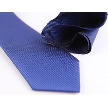 Demfashion Özel Desenli Kravat Mendil Seti - Mavi (533062948) Mavi