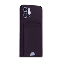 Apple iPhone Uyumlu  12 Kılıf Kelvin Kartvizitli Silikon -  Derin Mor