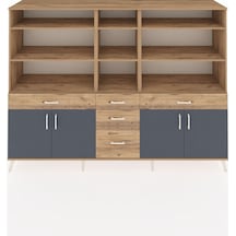 Hyperion Dolap 11 Raflı 5 Çekmeceli 4 Kapaklı 220x44x163 Çam-antr Çam-antrasit/çam