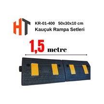 10 Cm Kauçuk Rampa Seti 1,5 Metre - Otopark Rampası, Kablo Kanallı, Kaldırım Rampası 50 X 30 X 10 Cm