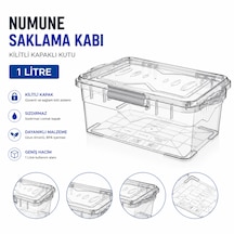 Numune Saklama Kabı Plastik 1 L - Kilit Kapaklı Kutu