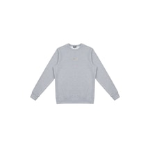 Beord Gri Melanj %100 Pamuk Bisiklet Yaka Sweatshirt Bss1-146