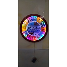 Ledli Işıklı Salon Ofis Duvar Saati Aplik Gece Lambası 36 Cm (531186810)