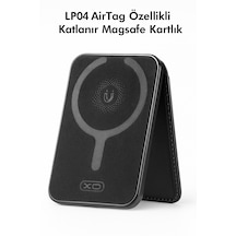 Lp04 Airtag Özellikli Katlanır Magsafe Uyumlu Stant Olma Özellikli Kart Giriş Mıknatıslı Kartlık Siyah