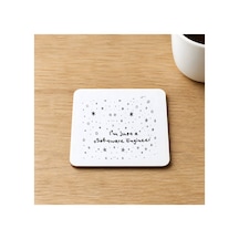 Sad Üzgün Panda Meslek Yazılımcı Baskılı 9x9 Cm Kare Mdf Bardak Altlığı - Yazılımcıya Hediye Ahşap Çok Renkli