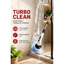 Turbo Clean Elektrikli Temizlik Fırçası 7 Başlıklı Kablosuz Şarjlı Döner Fırça