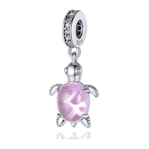 Fubena Murano Camı Pembe Deniz Kaplumbağası Sallantılı Charm