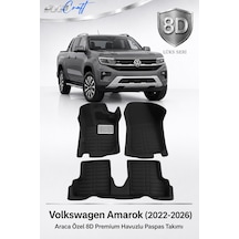 Otocraft Volkswagen Amarok 2022-2026 Araca Özel 8d Havuzlu Oto Paspas Takımı Siyah Tam Set 3 Parça