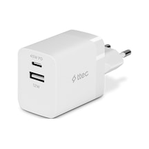 Ttec 2scp02b Smartcharger Duo Pd 45w Usb-c+usb-a Beyaz Seyahat Hızlı Şarj Aleti