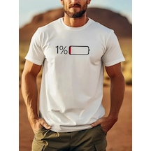 Assema Erkek Sarj %1 Baskılı T-shirt Kısa Kol Bisiklet Yaka Regular Fit Tişört - Beyaz Çok Renkli