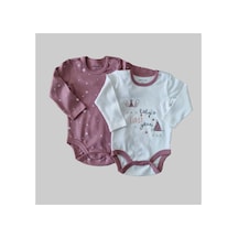 Mother Love %100 Organik 2'li Uzun Kol Bebek Body Pembe-Beyaz