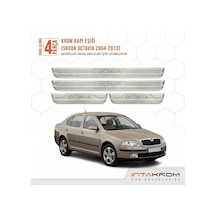 Skoda Octavia 2004-2013 Uyumlu Satine Krom Kapı Koruma Eşiği 4 Pa