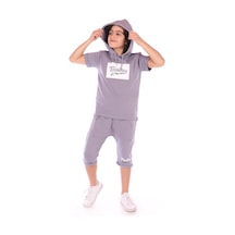 Toontoy Erkek Çocuk Toontoy Kids Wear Baskılı Bermudatakım Koyu Gri