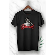 Flood Of Style Unisex Siyah Mitoloji Davut Heykeli Baskılı Tişört