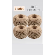 4 Adet Hasır Jüt İp 100 Metre Doğal Jüt İp - Keten İpi, Hasır İp, Halat İp, Çuval İpi Süsleme İpi 25 Diğer