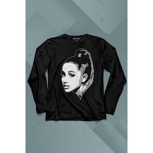 Adriana Grande Portre Silüeti Uzun Kollu Tişört Baskılı Çocuk T-shirt 001