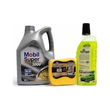 Mobil Süper 3000 Formula R 5W-30 Motor Yağı 5 L + Oto Şampuan 1000 ML + Yıkama Süngeri