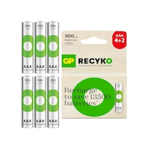 Gp Batteries Recyko 950mah Aaa İnce Kalem 6 Adet Ni-mh Şarjlı Pil 1.2 Volt