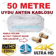 50 Metre Full Hd 3D 4K Uydu Kablo Bakır Kablo 2 F Uc Kablo