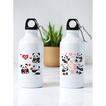 Panda Baskılı 2'li Matara Suluk Beyaz