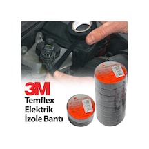 3M Elektrik Bantı Temflex 1300E İzole Bant 10 Adet Siyah