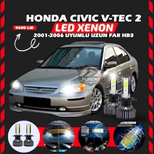 Honda Civic V-tec 2 2001-2006 Uzun Far Uyumlu Şimşek Etkili Led Xenon Pro Series Hb3