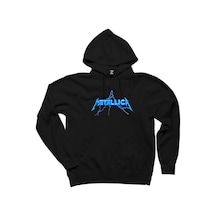 Metallica Logo Lightning Siyah Kapşonlu Sweatshirt Hoodie Siyah