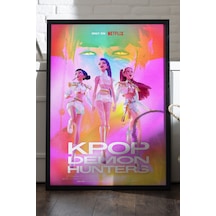 Kpop Demon Hunters Siyah Ahşap Çerçeveli Poster, Dekoratif Animasyon Duvar Tablosu