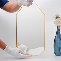 Ayna Duvar Askılı Sekizgen Geometrik Tüm Boylar Pirinç Gold